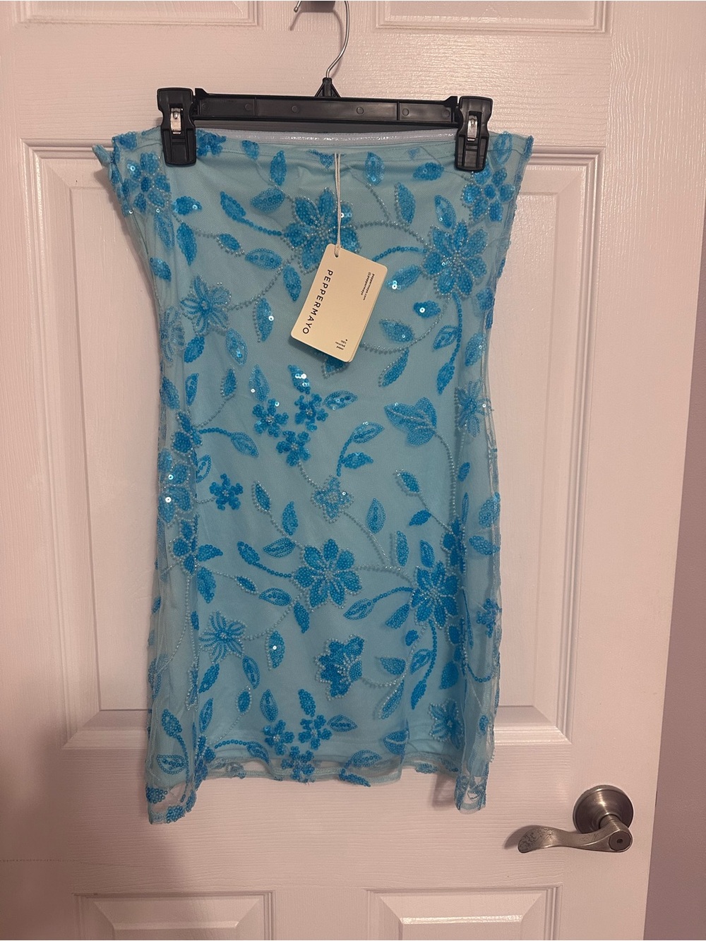 Peppermayo Moorey Beaded Mini Dress Blue NWT Size 6 - Picture 3 of 7